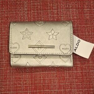 Aldo Metallic Silver Key & Card Holder